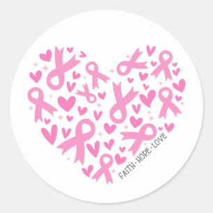 Sticker Rond Ruban Rose Espoir Foi Cancer du Sein Sensibilisati