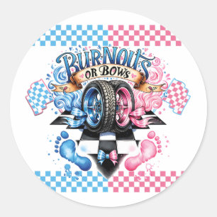 Sticker Rond Ruban rose et bleu et pneus pour révélation du sex