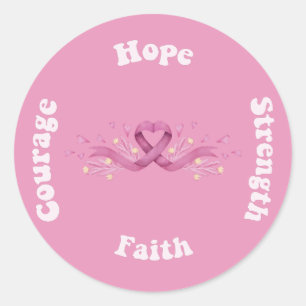 Sticker Rond Ruban Rose Femmes Sensibilisation au Cancer du Sei
