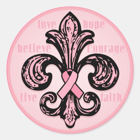 Sticker Rond Ruban rose Fleur de lis (Devant)