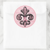 Sticker Rond Ruban rose Fleur de lis (Sac)