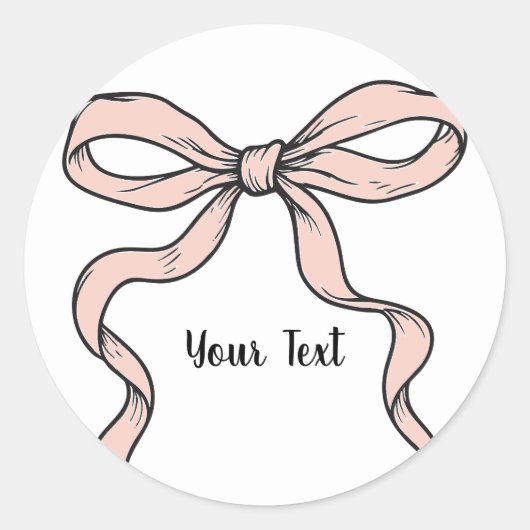 Sticker Rond Ruban rose mignon et tendance en noir (Devant)
