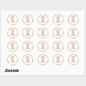 Sticker Rond Ruban rose Nom du cancer du sein Lauren (Feuille)