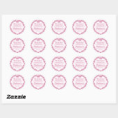 Sticker Rond Ruban Rose Rétro Cœur Coquette Gâteau Bachelorette (Feuille)