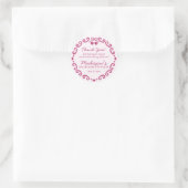 Sticker Rond Ruban Rose Rétro Cœur Coquette Gâteau Bachelorette (Sac)