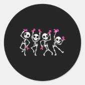 Sticker Rond Ruban rose Sensibilisation au cancer du sein Squel (Devant)