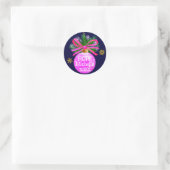 Sticker Rond Ruban rose unique (Sac)