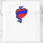 Sticker Rond ruban rouge de coeur (Sac)
