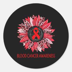Sticker Rond Ruban Rouge de Sensibilisation au Cancer du Sang T