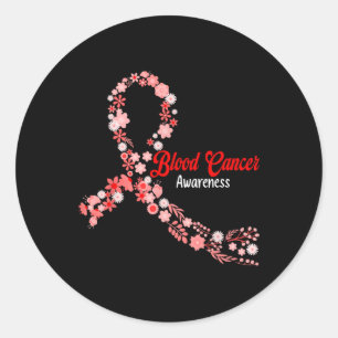 Sticker Rond Ruban Rouge Fleur Hippie Sensibilisation au Cancer