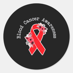 Sticker Rond Ruban rouge floral de sensibilisation au cancer du