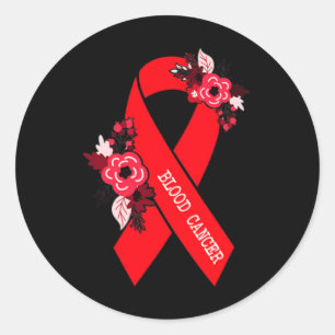 Sticker Rond Ruban rouge floral de sensibilisation au cancer du