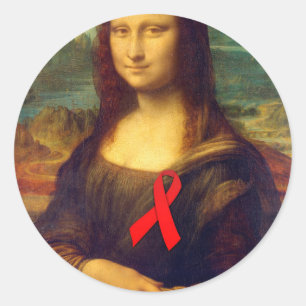 Sticker Rond Ruban rouge Mona Lisa