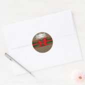 Sticker Rond Ruban Rustique Burlap Rouge Vert Bow (Enveloppe)