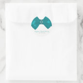 Sticker Rond Ruban sarcelle aquatique et élégant shower de mari (Sac)