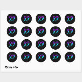 Sticker Rond Ruban sarcelle et violet de sensibilisation à la p (Feuille)