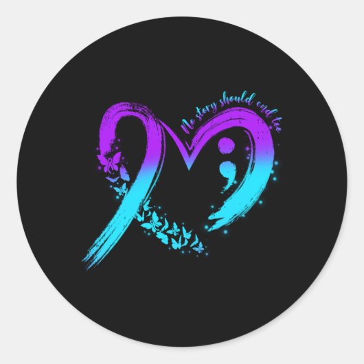 Sticker Rond Ruban sarcelle et violet de sensibilisation à la p (Devant)