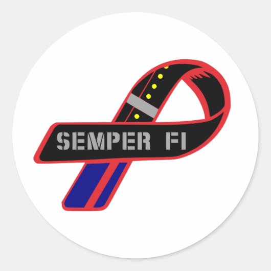 Sticker Rond Ruban Semper Fi (Devant)