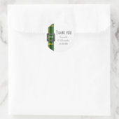 Sticker Rond Ruban tartan vert merci (Sac)
