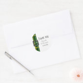 Sticker Rond Ruban tartan vert merci (Enveloppe)