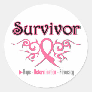 Sticker Rond Ruban Tribal Survivant du cancer du sein