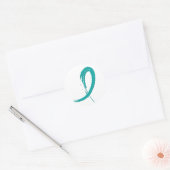 Sticker Rond Ruban Turquoise A4 du PCOS (Enveloppe)