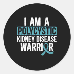 Sticker Rond Ruban Turquoise Pkd pour guerrier de la maladie ré