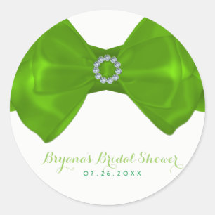 Sticker Rond Ruban vert citron et diamants élégant pour la douc