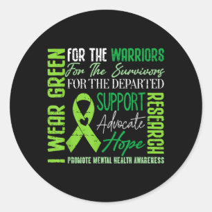 Sticker Rond Ruban vert de sensibilisation à la santé mentale e