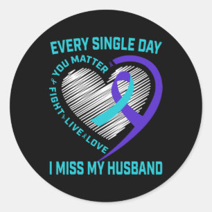 Sticker Rond Ruban violet Cardiaque Cardiaque Mari Suicide Sens