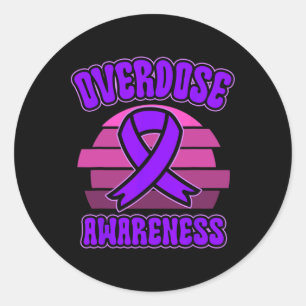 Sticker Rond Ruban Violet de Sensibilisation au Surdosage de Dr