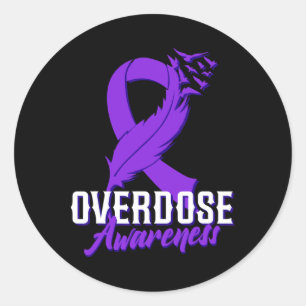 Sticker Rond Ruban Violet de Sensibilisation au Surdosage de Dr