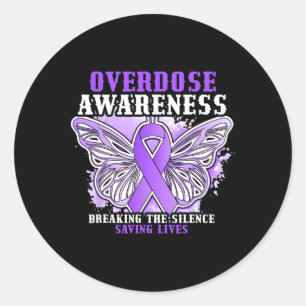 Sticker Rond Ruban Violet de Sensibilisation au Surdosage de Dr