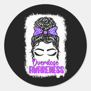 Sticker Rond Ruban Violet de Sensibilisation au Surdosage de Dr