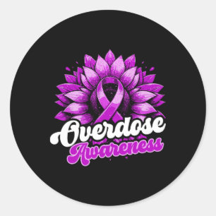 Sticker Rond Ruban Violet de Sensibilisation au Surdosage de Dr