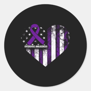 Sticker Rond Ruban Violet de Sensibilisation au Surdosage de Dr