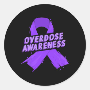Sticker Rond Ruban Violet de Sensibilisation au Surdosage de Dr
