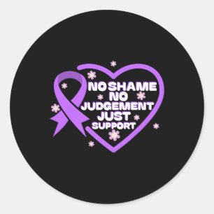 Sticker Rond Ruban Violet de Sensibilisation au Surdosage Dépen