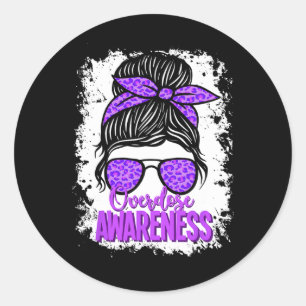 Sticker Rond Ruban Violet de Sensibilisation au Surdosage Dépen