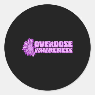 Sticker Rond Ruban Violet de Sensibilisation au Surdosage Dépen