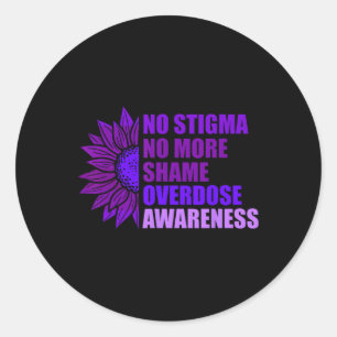 Sticker Rond Ruban Violet de Sensibilisation au Surdosage et à