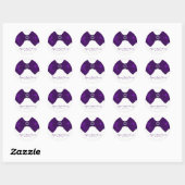 Sticker Rond Ruban Violet & Diamants Bling Élégant Chic Favoris (Feuille)