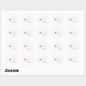 Sticker Rond Ruban Violet Écriture Élégante Merci (Feuille)