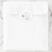 Sticker Rond Ruban Violet Écriture Élégante Merci (Sac)
