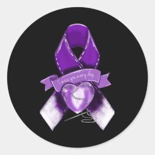 Sticker Rond Ruban violet, graphique de sensibilisation à la su