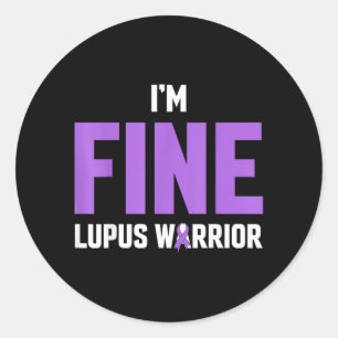 Sticker Rond Ruban Violet Je vais bien Guerrier du Lupus