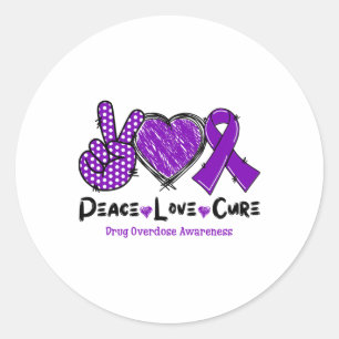 Sticker Rond Ruban Violet pour la Guérison Amour Paix Sensibili