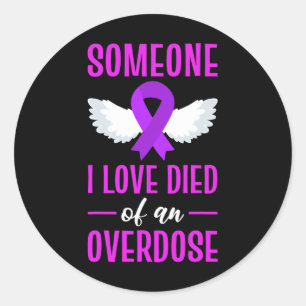 Sticker Rond Ruban Violet Quelqu'Un Que J'Aime Est Mort D'Une S
