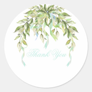 Sticker Rond Rubans Bleus Merci de verdure Floral Classic Ro