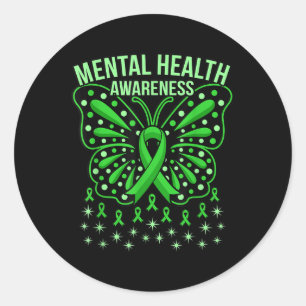 Sticker Rond Rubans de papillon de sensibilisation à la santé m